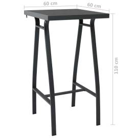 Set mobilier de bar pentru grădină, 3 piese, negru și gri, 5 image