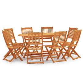 Set mobilier de exterior pliabil, 9 piese, lemn masiv eucalipt