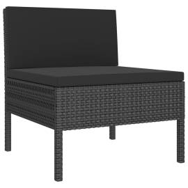 Set mobilier de grădină cu perne, 9 piese, negru, poliratan, 4 image