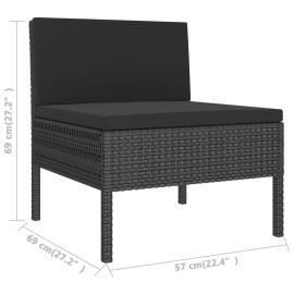 Set mobilier de grădină cu perne, 9 piese, negru, poliratan, 6 image