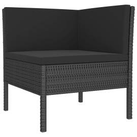 Set mobilier de grădină cu perne, 9 piese, negru, poliratan, 3 image