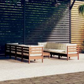 Set mobilier grădină cu perne, 9 piese, lemn masiv de pin