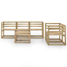 Set mobilier de grădină, 6 piese, lemn de pin tratat verde, 3 image
