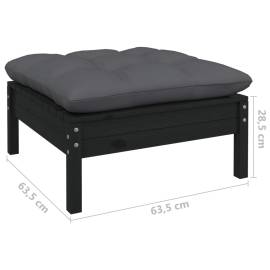 Set mobilier grădină cu perne, 10 piese, negru, lemn de pin, 8 image