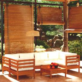 Set mobilier grădină cu perne, 7 piese, maro miere, lemn de pin