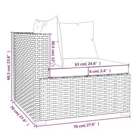 Set mobilier de grădină cu perne, 6 piese, gri, poliratan, 7 image