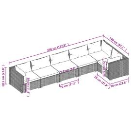 Set mobilier de grădină cu perne, 6 piese, gri, poliratan, 5 image