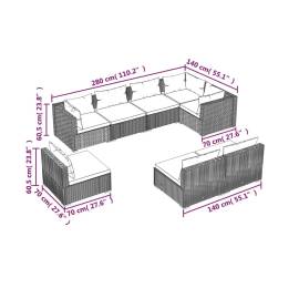Set mobilier de grădină cu perne, 8 piese, gri, poliratan, 5 image