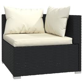 Set mobilier de grădină cu perne, 9 piese, negru, poliratan, 3 image