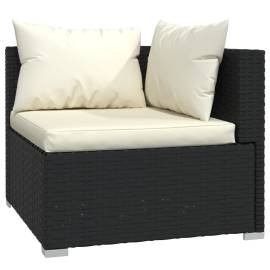 Set mobilier de grădină cu perne, 9 piese, negru, poliratan, 4 image