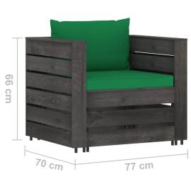 Set mobilier de grădină cu perne, 6 piese, gri, lemn tratat, 9 image