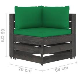 Set mobilier de grădină cu perne, 6 piese, gri, lemn tratat, 8 image