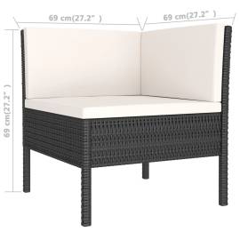 Set mobilier de grădină cu perne, 8 piese, negru, poliratan, 9 image