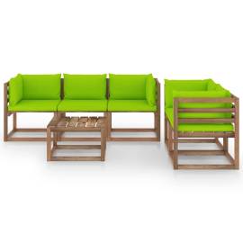 Set mobilier de grădină cu perne verde aprins, 6 piese, 2 image