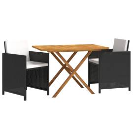 Set mobilier de grădină cu perne, 3 piese, negru, poliratan, 3 image