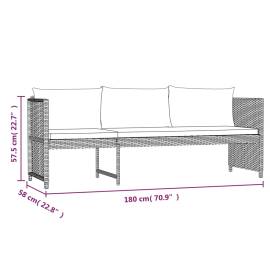 Set mobilier de grădină cu perne, 6 piese, gri, poliratan, 11 image