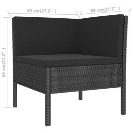 Set mobilier de grădină cu perne, 9 piese, negru, poliratan, 5 image