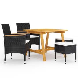 Set mobilier de grădină, 5 piese, negru