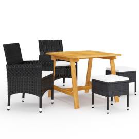 Set mobilier de grădină, 5 piese, negru