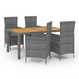 Set mobilier de exterior cu perne, 5 piese, gri, poliratan, 2 image