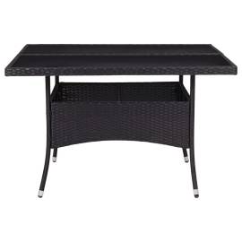 Set mobilier de grădină, 9 piese, negru, poliratan & sticlă, 8 image