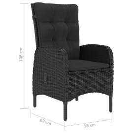 Set mobilier grădină, 3 piese, negru, poliratan și lemn acacia, 11 image