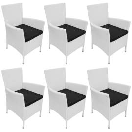 Set mobilier de exterior, 7 piese, alb crem, poliratan, 5 image