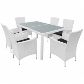 Set mobilier de exterior, 7 piese, alb crem, poliratan, 2 image