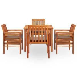 Set mobilier de exterior cu perne 5 piese, lemn masiv de acacia, 2 image