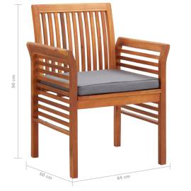 Set mobilier de exterior cu perne 5 piese, lemn masiv de acacia, 8 image