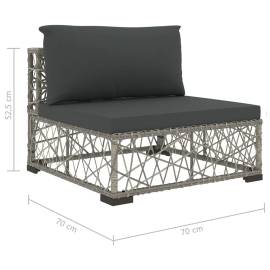 Set mobilier de grădină cu perne, 5 piese, gri, poliratan, 9 image