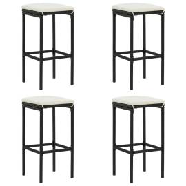 Set mobilier bar de grădină cu perne, 5 piese, negru, poliratan, 6 image