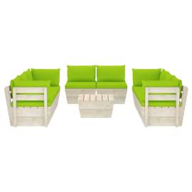 Set mobilier grădină paleți, 9 piese, cu perne, lemn de molid, 3 image