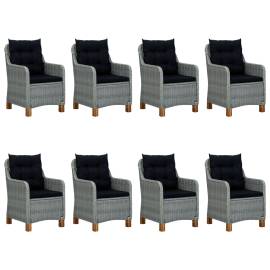Set mobilier exterior cu perne, 9 piese, gri deschis, poliratan, 2 image