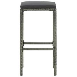 Set mobilier bar de grădină, cu perne, 4 piese, gri, poliratan, 9 image