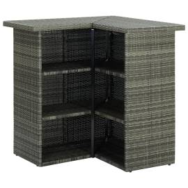 Set mobilier bar de grădină, cu perne, 4 piese, gri, poliratan, 3 image