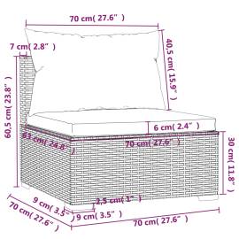 Set mobilier de grădină cu perne, 12 piese, gri, poliratan, 9 image