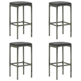 Set mobilier bar de grădină cu perne, 5 piese, gri, poliratan, 5 image