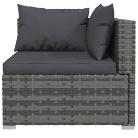 Set mobilier de grădină cu perne, 9 piese, gri, poliratan, 4 image