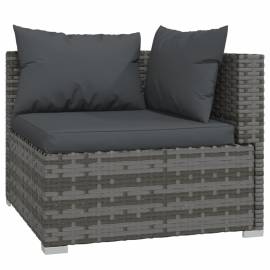 Set mobilier de grădină cu perne, 9 piese, gri, poliratan, 3 image