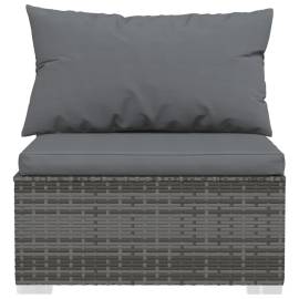 Set mobilier de grădină cu perne, 9 piese, gri, poliratan, 6 image