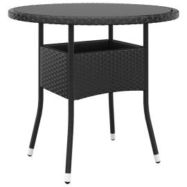 Set de mobilier pentru grădină, 3 piese, negru, poliratan, 5 image