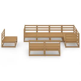Set mobilier de grădină, 8 piese, maro miere, lemn masiv de pin, 3 image