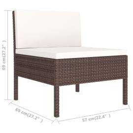 Set mobilier de grădină cu perne, 10 piese, maro, poliratan, 7 image