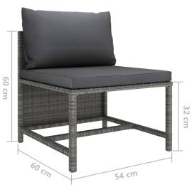 Set mobilier de grădină cu perne, 8 piese, gri, poliratan, 11 image