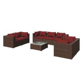 Set mobilier de grădină cu perne, 8 piese, maro, poliratan, 2 image