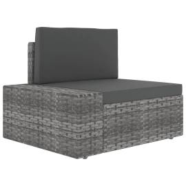 Set mobilier de grădină cu perne, 9 piese, gri, poliratan, 6 image