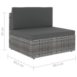 Set mobilier de grădină cu perne, 9 piese, gri, poliratan, 10 image