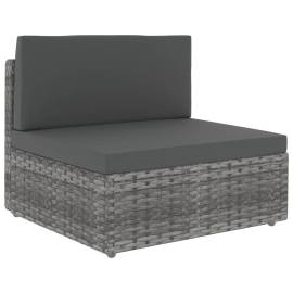 Set mobilier de grădină cu perne, 9 piese, gri, poliratan, 2 image