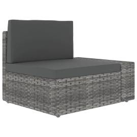 Set mobilier de grădină cu perne, 9 piese, gri, poliratan, 4 image